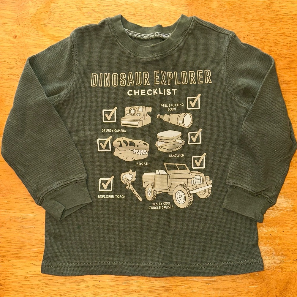 Carter's Green Long Sleeve Dinosaur Tee